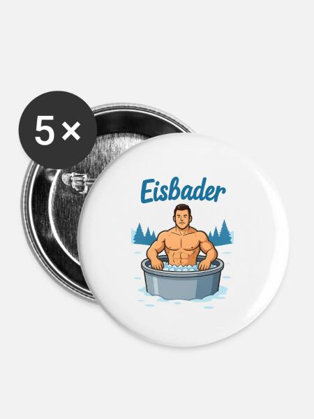 Eisbader Muskelmann im Eisbad - Buttons large 2.2''/56 mm (5-pack) - white