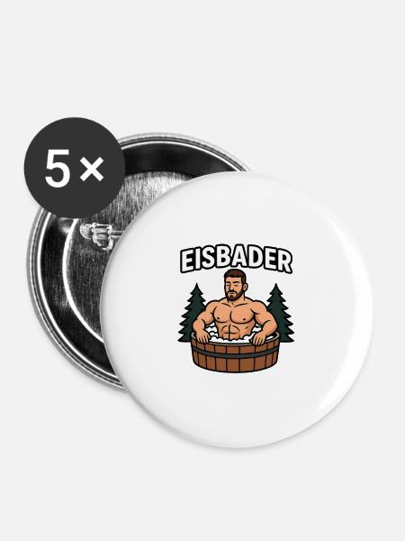 Eisbader im Waldbad - Buttons groß 56 mm (5er Pack) - Weiß