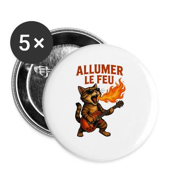 Light the Fire Cat Rock - Buttons large 2.2''/56 mm (5-pack) - white - Front