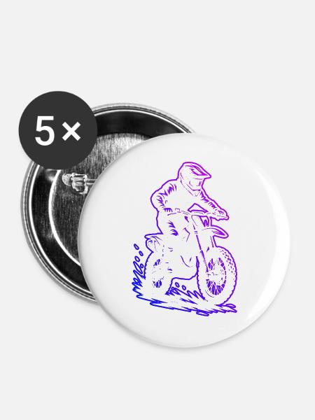 Kompaktes Motocross Design für Motocross - Buttons groß 56 mm (5er Pack) - Weiß