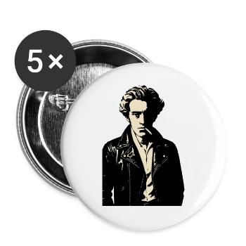 Soren Kierkegaard Rebellenporträt in Leder - Buttons groß 56 mm (5er Pack) - Weiß - Vorne