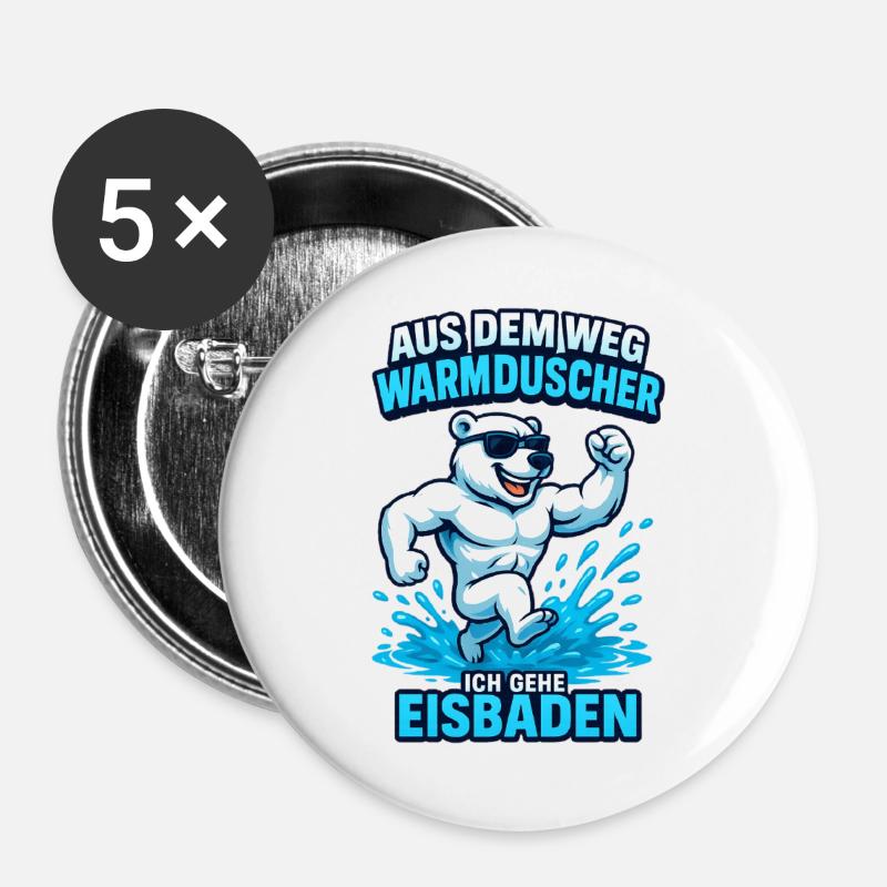 Eisbaden Polarbär Power - Buttons large 2.2''/56 mm (5-pack) - white