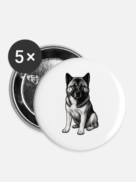 American Akita Holly - Buttons groß 56 mm (5er Pack) - Weiß