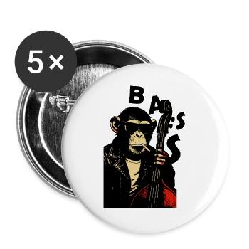 Monkey Bass Rebel - Buttons groß 56 mm (5er Pack) - Weiß - Vorne