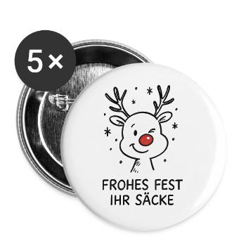 Renne Rudolph Joyeux Noël - Lot de 5 grands badges (56 mm) - blanc - Devant