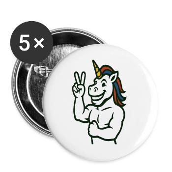 Unicorn Peace Sign Illustration - Buttons large 2.2''/56 mm (5-pack) - white - Front