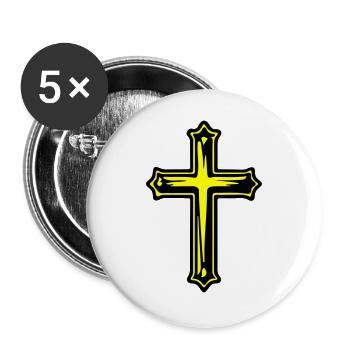 Symbole chrétien de la Croix de Jésus - Lot de 5 grands badges (56 mm) - blanc - Devant