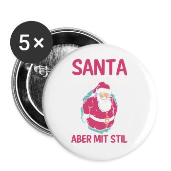 Santa Claus Christmas Time Naughty Christmas - Buttons large 2.2''/56 mm (5-pack) - white - Front