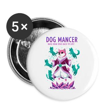 Dog Mancer Canine Wizard Raising Spirit Dogs - Lot de 5 grands badges (56 mm) - blanc - Devant