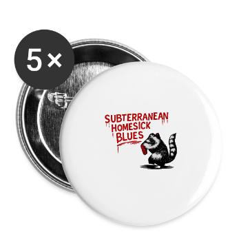 Raccoon Blues - Buttons groß 56 mm (5er Pack) - Weiß - Vorne