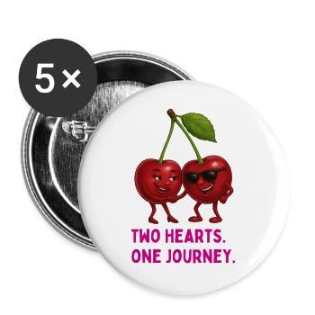 Two Hearts One Journey - Buttons large 2.2''/56 mm (5-pack) - white - Front