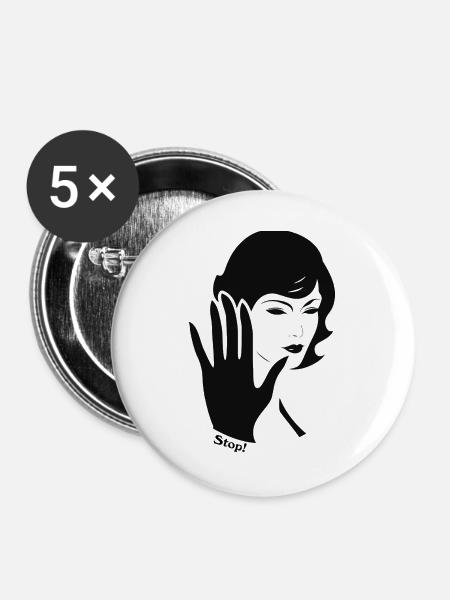 Linienhand Portrait Retro - Buttons groß 56 mm (5er Pack) - Weiß