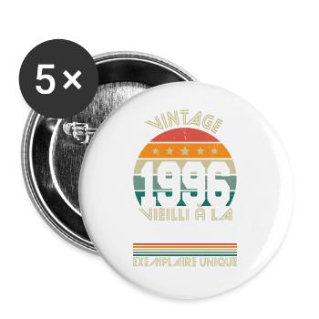 1996 – Vintage – Exemplaire unique - Lot de 5 grands badges (56 mm) - blanc - Devant