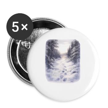 Winter forest path in the magic of snow - Buttons large 2.2''/56 mm (5-pack) - white - Front