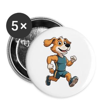 Running friend dog in training - Buttons large 2.2''/56 mm (5-pack) - white - Front