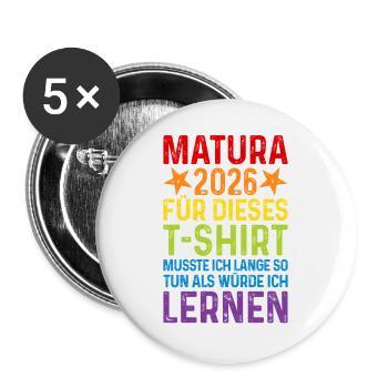 Matura 2026  - Buttons groß 56 mm (5er Pack) - Weiß - Vorne