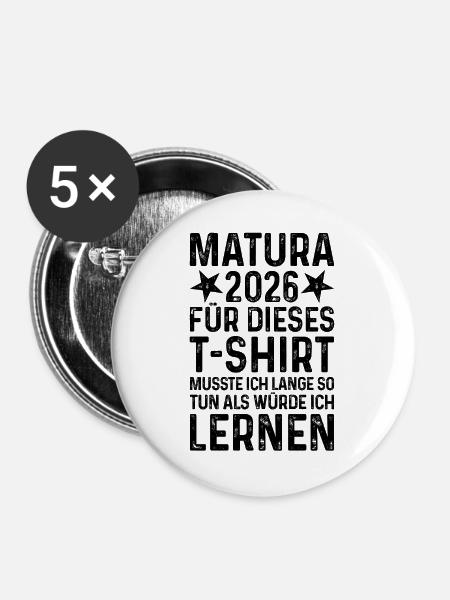 Matura 2026 - Buttons groß 56 mm (5er Pack) - Weiß