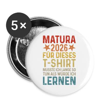 Matura 2026 - Buttons groß 56 mm (5er Pack) - Weiß - Vorne