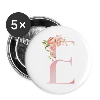 Pastel Floral Monogram E - Buttons large 2.2''/56 mm (5-pack) - white - Front