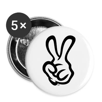 Victory Hand Signals (Left Hand / 1C) - Buttons large 2.2''/56 mm (5-pack) - white - Front