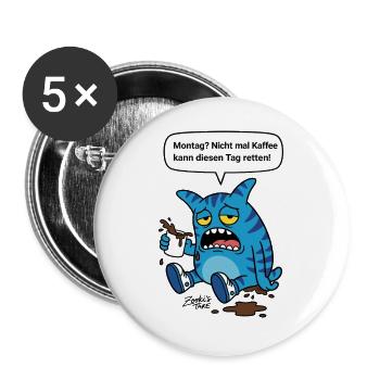 Monday? Not Even Coffee Helps - Zooki Monster - Buttons large 2.2''/56 mm (5-pack) - white - Front