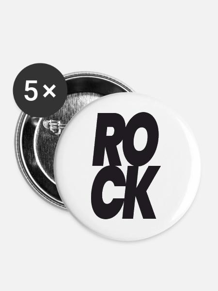 Stacked Rock Typografie - Buttons groß 56 mm (5er Pack) - Weiß