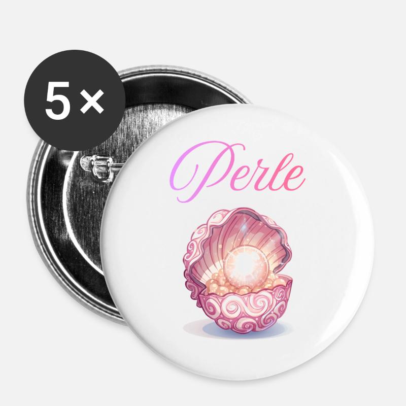 Pearl in the Rose Shell - Buttons large 2.2''/56 mm (5-pack) - white