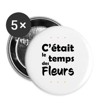 Es war Blumenzeit - Buttons groß 56 mm (5er Pack) - Weiß - Vorne