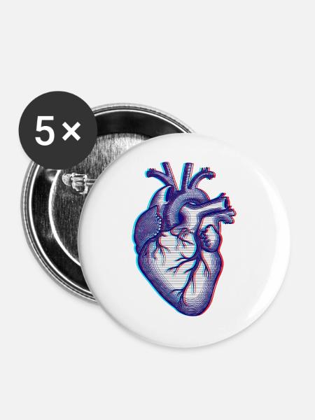 Anatomic Heart - Buttons groß 56 mm (5er Pack) - Weiß