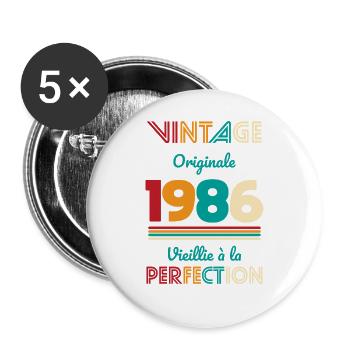 1986 – Vintage – Aged to perfection - Buttons large 2.2''/56 mm (5-pack) - white - Front