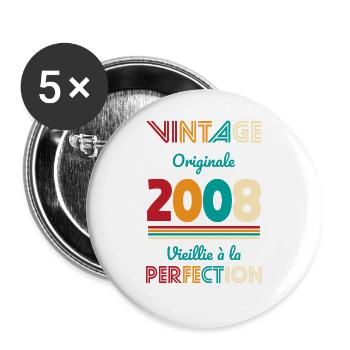 2008 – Vintage – Perfekt gereift - Buttons groß 56 mm (5er Pack) - Weiß - Vorne