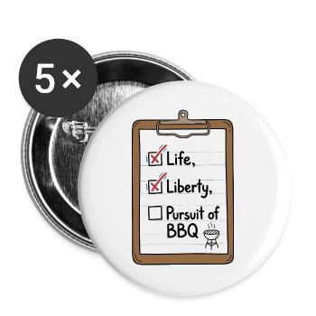 Life Liberty BBQ Checkliste - Buttons groß 56 mm (5er Pack) - Weiß - Vorne