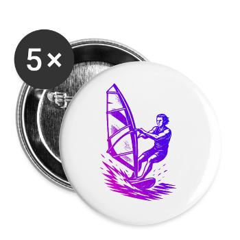 Clean Windsurfing Artwork for Windsurf - Buttons large 2.2''/56 mm (5-pack) - white - Front