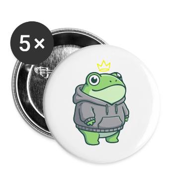 King Croak – Kawaii Frog Hoodie Streetwear - Buttons large 2.2''/56 mm (5-pack) - white - Front