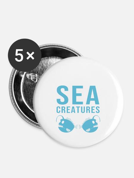 Anglerfisch - Buttons groß 56 mm (5er Pack) - Weiß