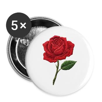 Rose in embroidered look (printed) - Buttons large 2.2''/56 mm (5-pack) - white - Front