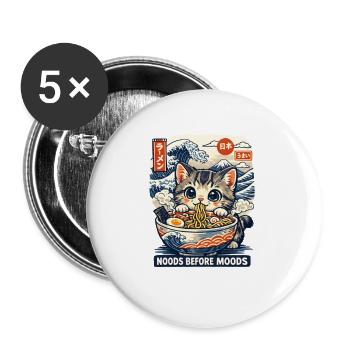 Kawaii Neko Ramen Cat Noodle Anime - Buttons groß 56 mm (5er Pack) - Weiß - Vorne