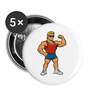 Dessin animé de gymnase de culturisme - Lot de 5 grands badges (56 mm) - blanc - Devant