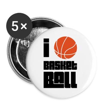I Love Basketball - Lot de 5 grands badges (56 mm) - blanc - Devant