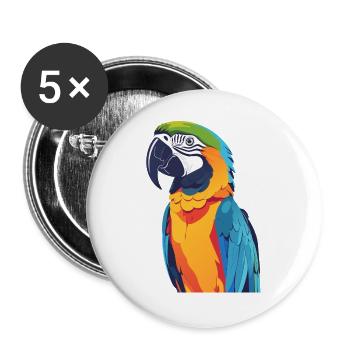 Rainbow Macaw Colorful Bird Art Parrot Motif - Buttons large 2.2''/56 mm (5-pack) - white - Front