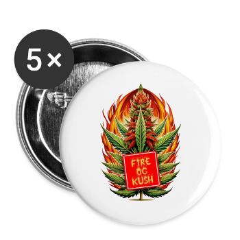 Fire Og Kush - Buttons groß 56 mm (5er Pack) - Weiß - Vorne