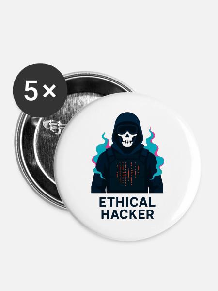 Ethischer Hacker – Cybersicherheit - Buttons groß 56 mm (5er Pack) - Weiß
