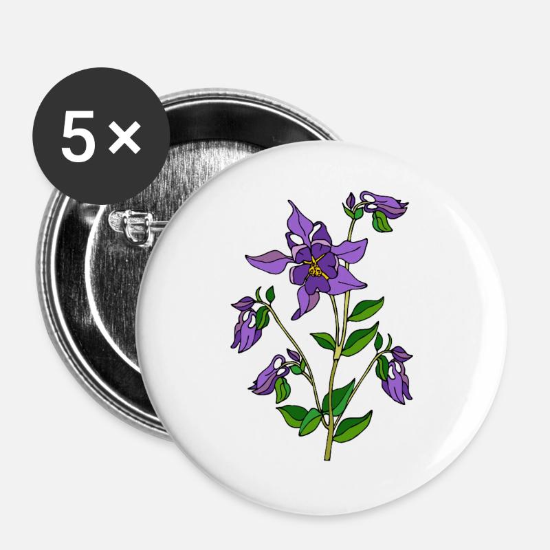 Blumen - Buttons groß 56 mm (5er Pack) - Weiß