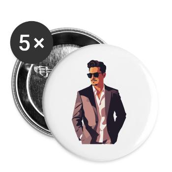 Gentleman Noir Powerlook Style urbain décontracté - Lot de 5 grands badges (56 mm) - blanc - Devant
