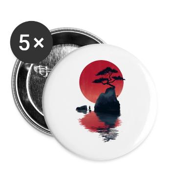 Red Zen Sunset Island - Buttons large 2.2''/56 mm (5-pack) - white - Front