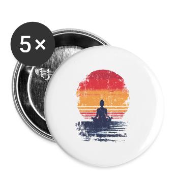 Sonnenuntergang Meditation - Buttons groß 56 mm (5er Pack) - Weiß - Vorne