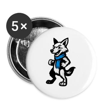 Héros loup avec écharpe bleue - Lot de 5 grands badges (56 mm) - blanc - Devant
