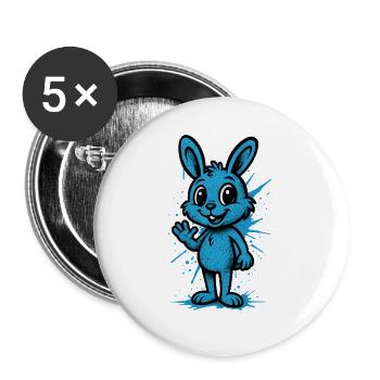 Blue Splash Bunny Graphic - Buttons large 2.2''/56 mm (5-pack) - white - Front