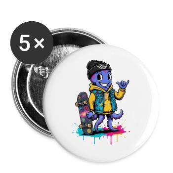 Tentakel Skate Crew Cartoon - Buttons groß 56 mm (5er Pack) - Weiß - Vorne