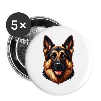 Berger allemand - Lot de 5 grands badges (56 mm) - blanc - Devant